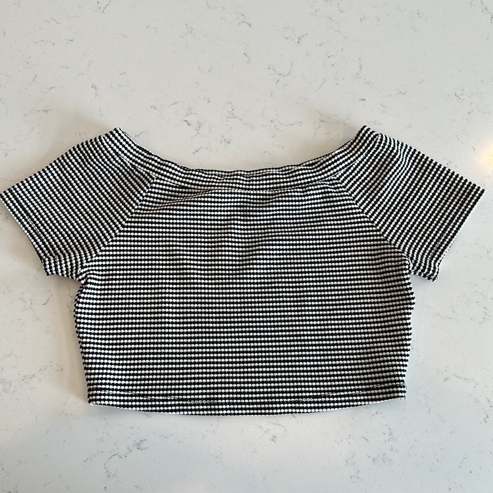 Zara Black and White Crop Top
